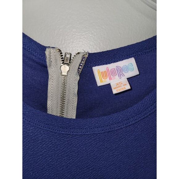 LulaRoe Amelia Womens XS Fit Flare Back Zip Colorblock Short Sleeve Knee Dress - Picture 8 of 15